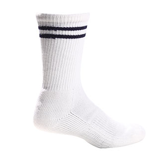 White Crew Length Socks with Spandex -Large